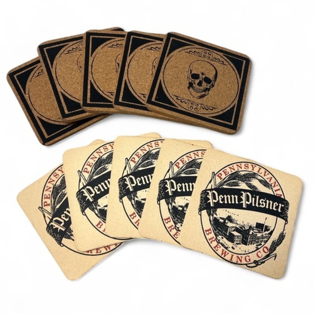 Penn Pilsner Pittsburgh Beer Coasters Skeleton Brewery Advertising Lot Vintage